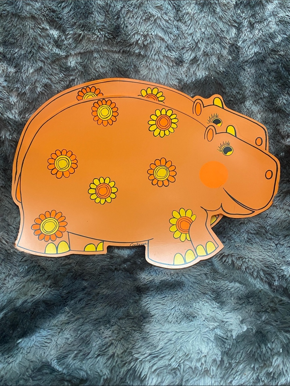 Vintage Contessa placemats set of 2 Hippos. Vinyl